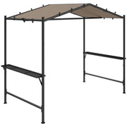 Grill Pavilion 277 x 149 x 230 cm waterproof flame-retardant garden gazebo with side shelves, garden pavilion with UV protection, BBQ pavilion made of steel, garden tent grill tent for party BBQ, Khaki