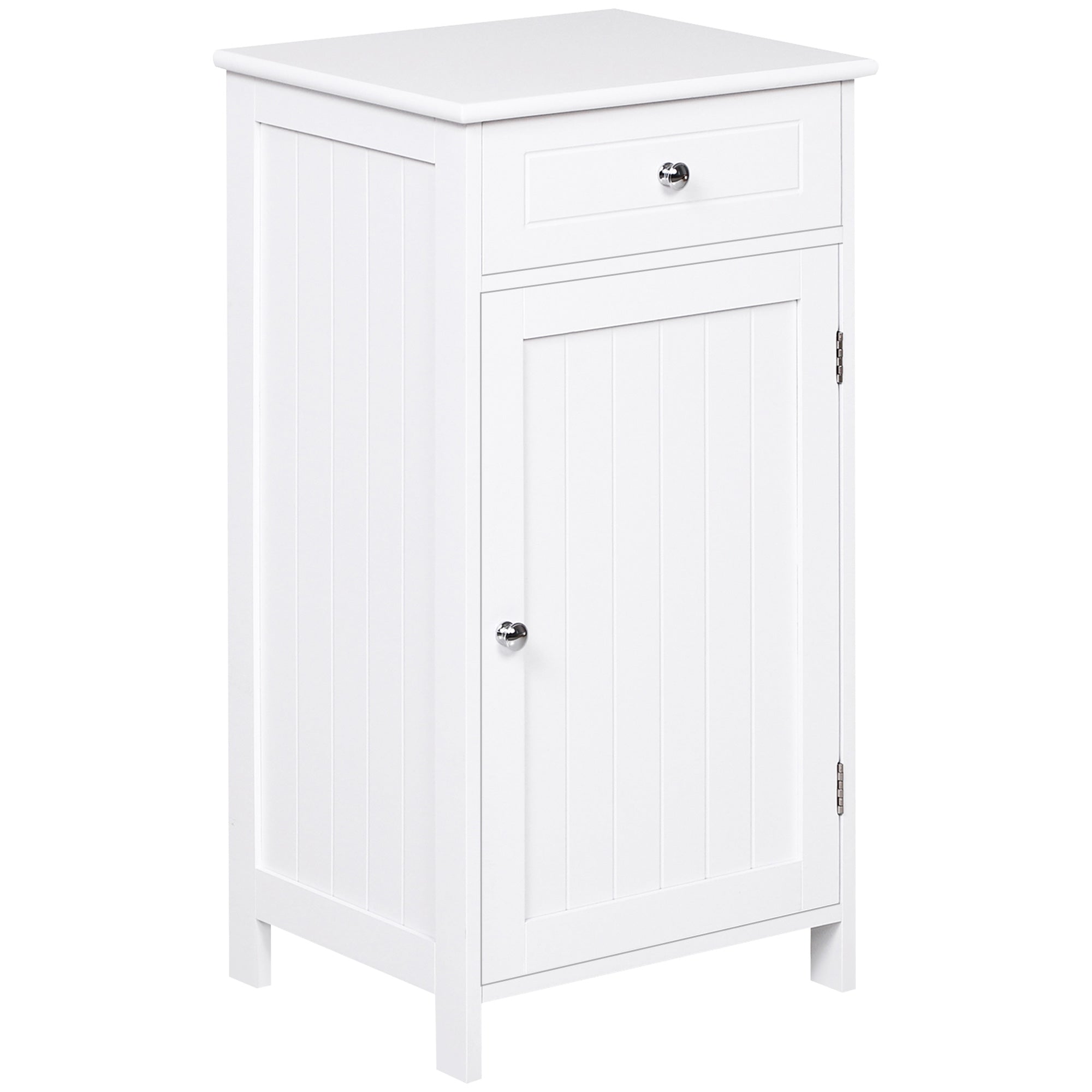 Bathroom Cabinet with 1 Drawer 1 Door and Adjustable Interior Shelf Storage Unit for Living Room Kitchen Antitopple 43x34x77 cm White