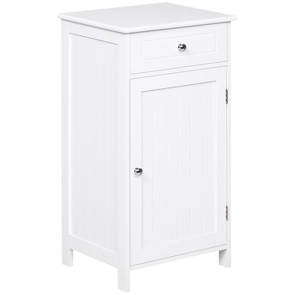 Bathroom Cabinet with 1 Drawer 1 Door and Adjustable Interior Shelf Storage Unit for Living Room Kitchen Antitopple 43x34x77 cm White