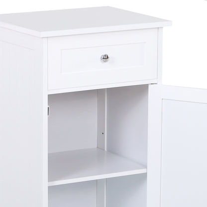 Bathroom Cabinet with 1 Drawer 1 Door and Adjustable Interior Shelf Storage Unit for Living Room Kitchen Antitopple 43x34x77 cm White