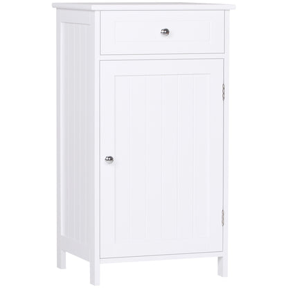Bathroom Cabinet with 1 Drawer 1 Door and Adjustable Interior Shelf Storage Unit for Living Room Kitchen Antitopple 43x34x77 cm White
