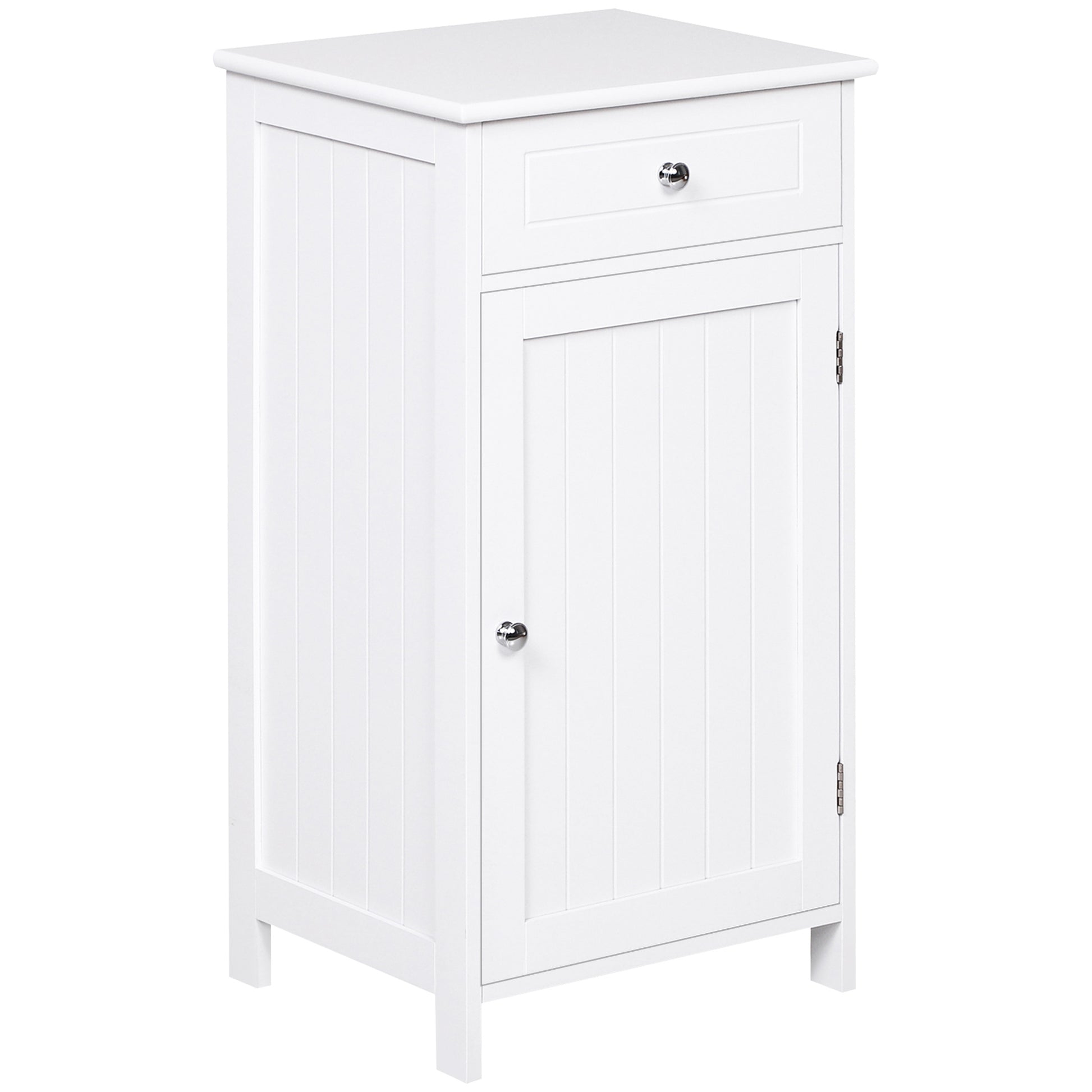Bathroom Cabinet with 1 Drawer 1 Door and Adjustable Interior Shelf Storage Unit for Living Room Kitchen Antitopple 43x34x77 cm White