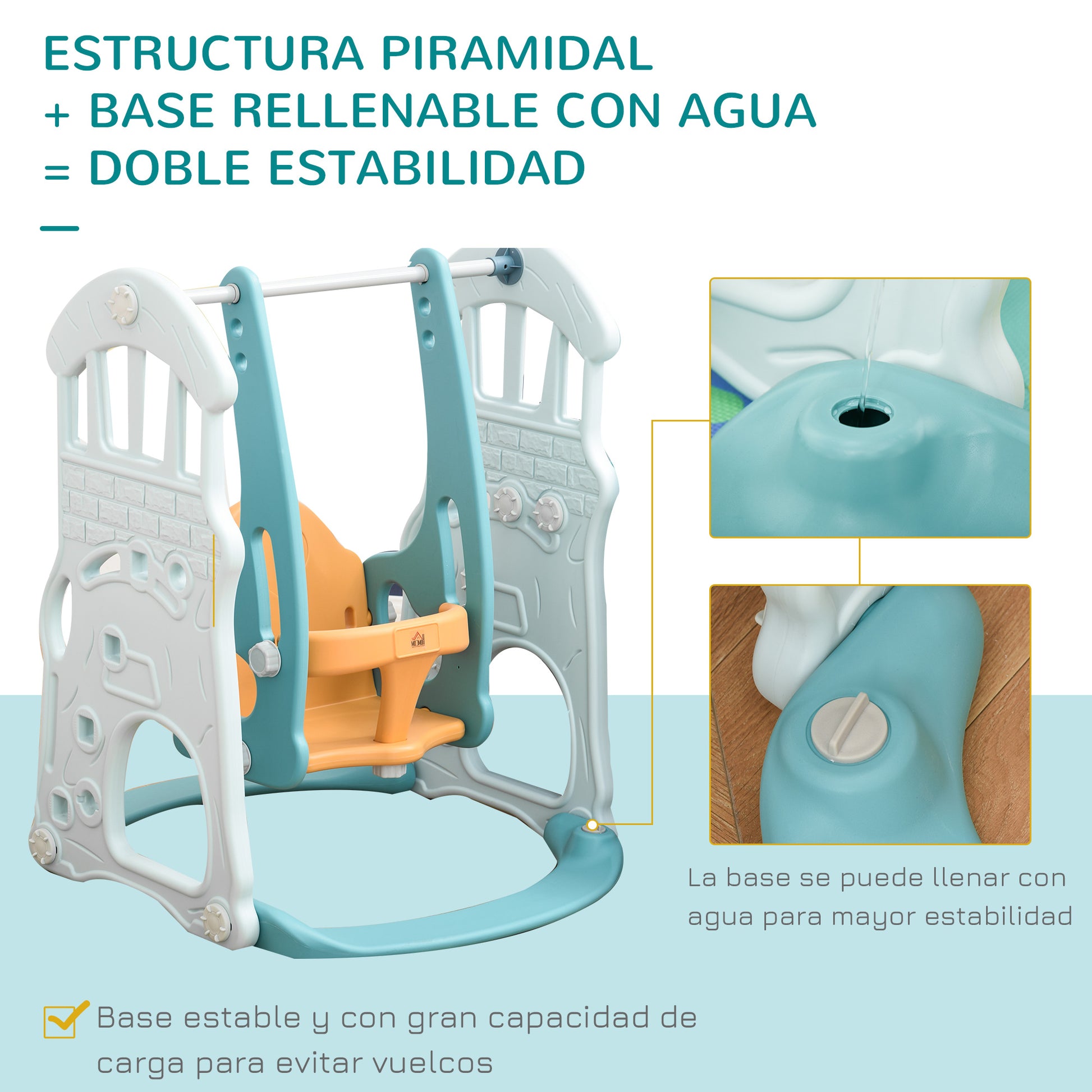 5 in 1 Slide and Swing for Kids +18 Months with 2 Basketball Hoops Soccer Goal with Adjustable Seat Indoor and Outdoor Playground 210x186x133 cm Multicolor