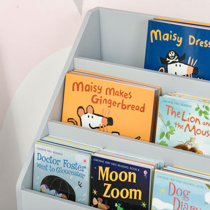 Children's Bookshelf Children's Shelf with Drawer, 3 Shelves, and 2 Open Compartments, Storage Shelf for Children's Room, Playroom, Gray, 60 x 29.9 x 90 cm