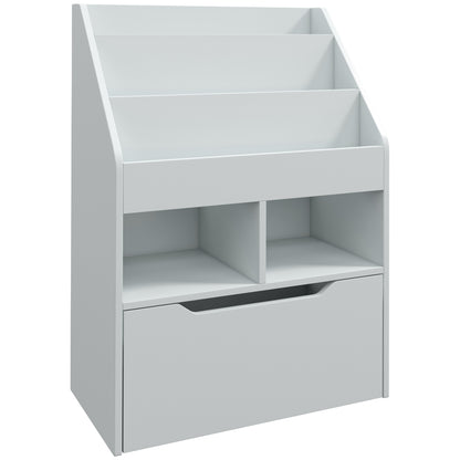Children's Bookshelf Children's Shelf with Drawer, 3 Shelves, and 2 Open Compartments, Storage Shelf for Children's Room, Playroom, Gray, 60 x 29.9 x 90 cm