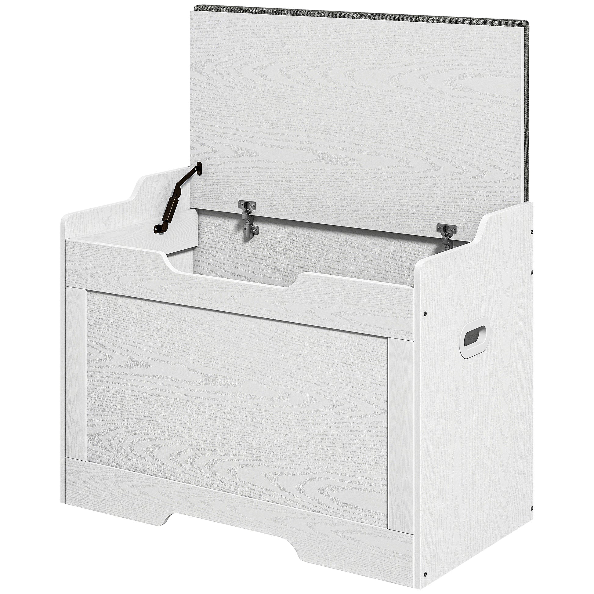 Chest Bench with Storage, Storage Bench with Lid and Seat Cushion, Chest Bench, Seat Chest for Hallway, Bedroom, Living Room, 75cm x 40cm x 56 cm, White