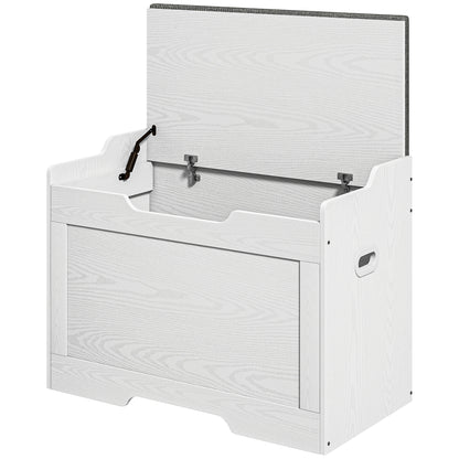 Chest Bench with Storage, Storage Bench with Lid and Seat Cushion, Chest Bench, Seat Chest for Hallway, Bedroom, Living Room, 75cm x 40cm x 56 cm, White