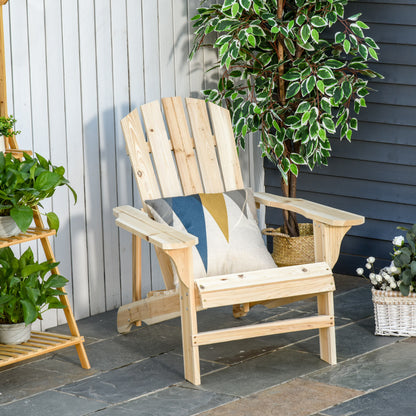 Adirondack Wood Chair Garden Chair with Extra Wide Seat 150 kg Load for Patio Terrace Balcony 78x89x88 cm Natural