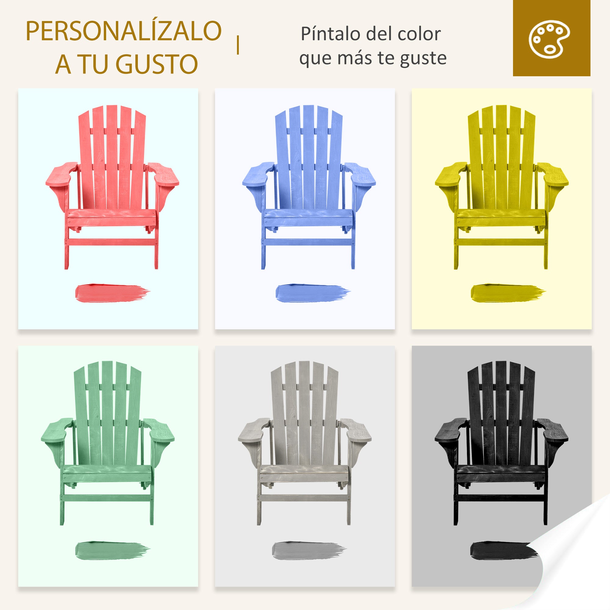 Adirondack Wood Chair Garden Chair with Extra Wide Seat 150 kg Load for Patio Terrace Balcony 78x89x88 cm Natural