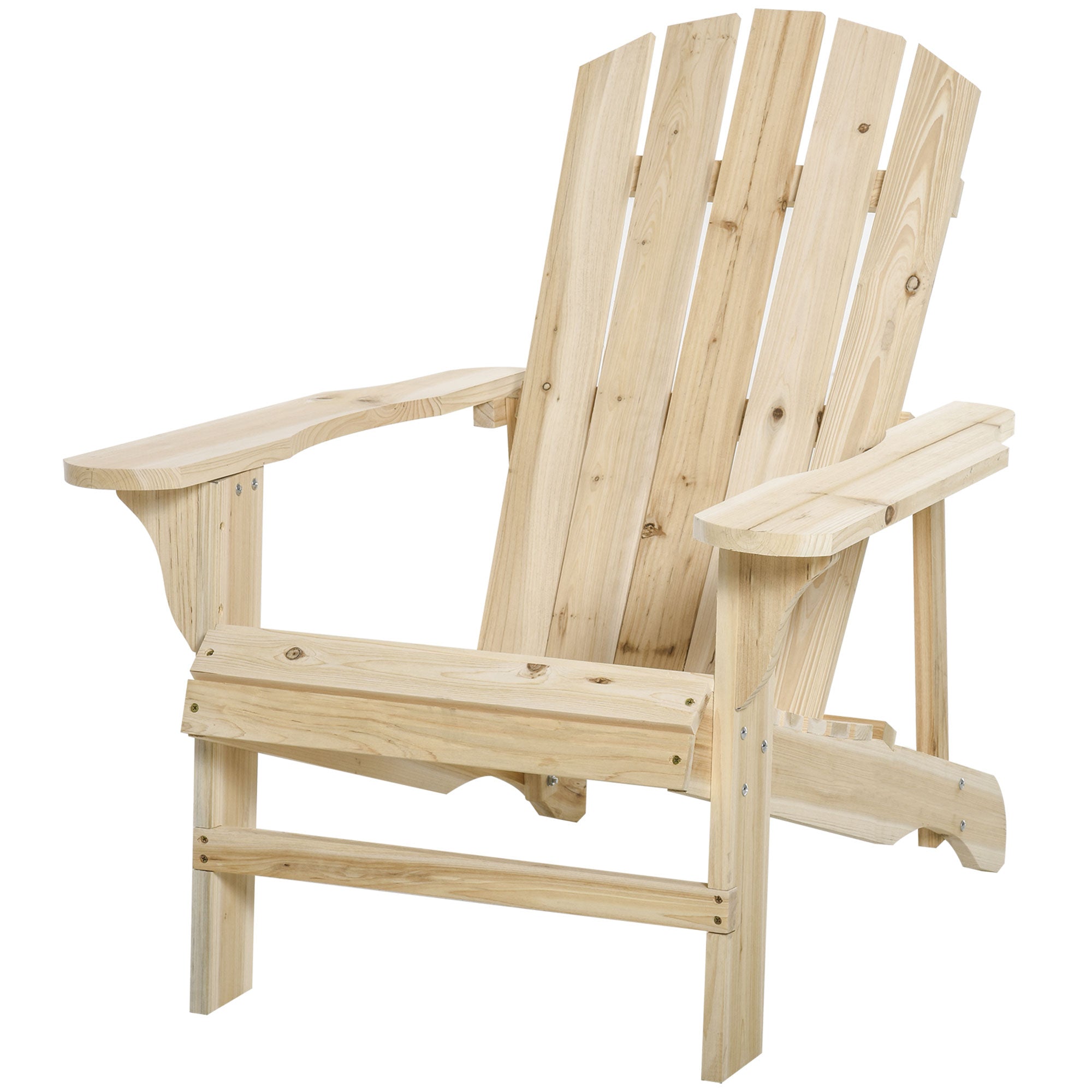 Adirondack Wood Chair Garden Chair with Extra Wide Seat 150 kg Load for Patio Terrace Balcony 78x89x88 cm Natural
