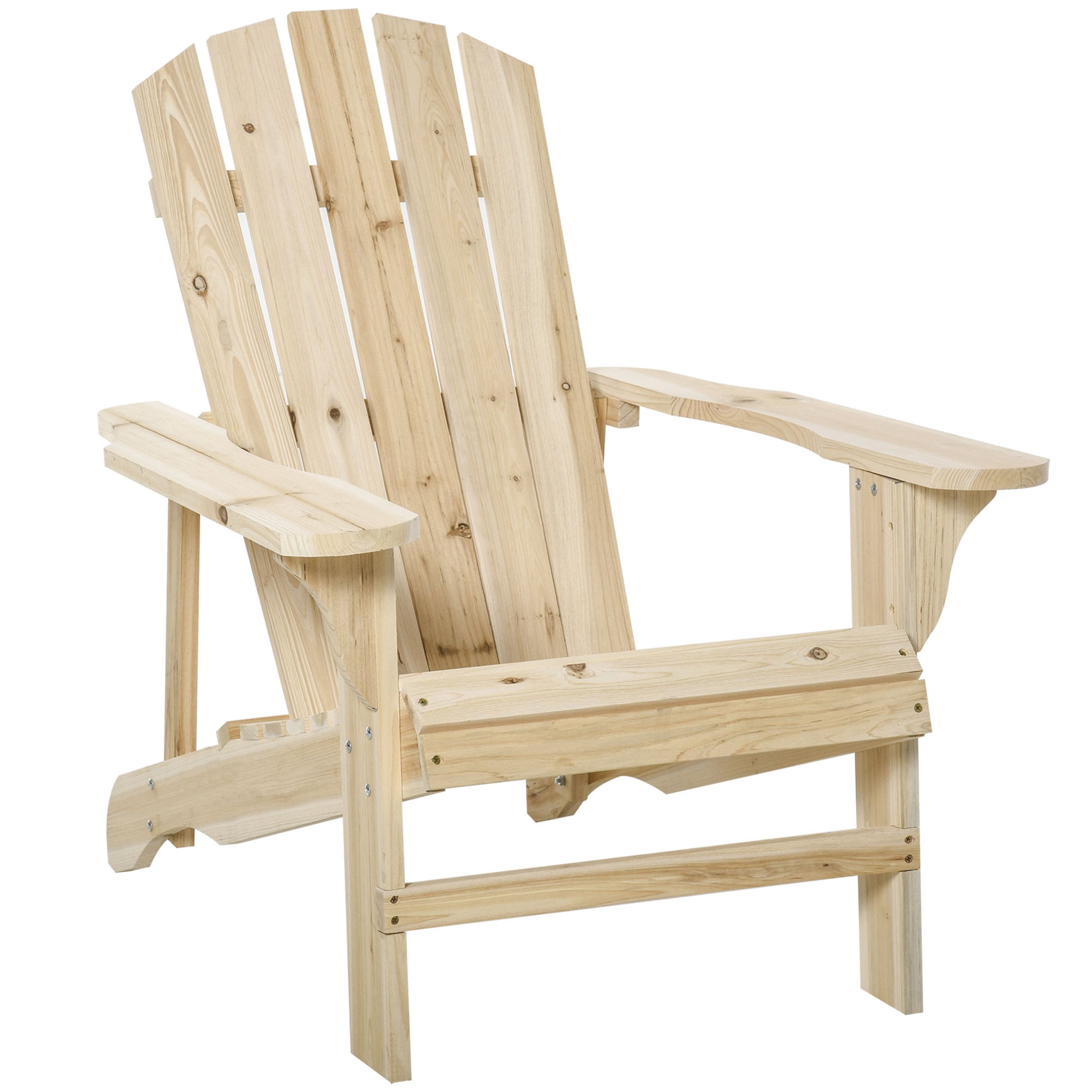 Adirondack Wood Chair Garden Chair with Extra Wide Seat 150 kg Load for Patio Terrace Balcony 78x89x88 cm Natural