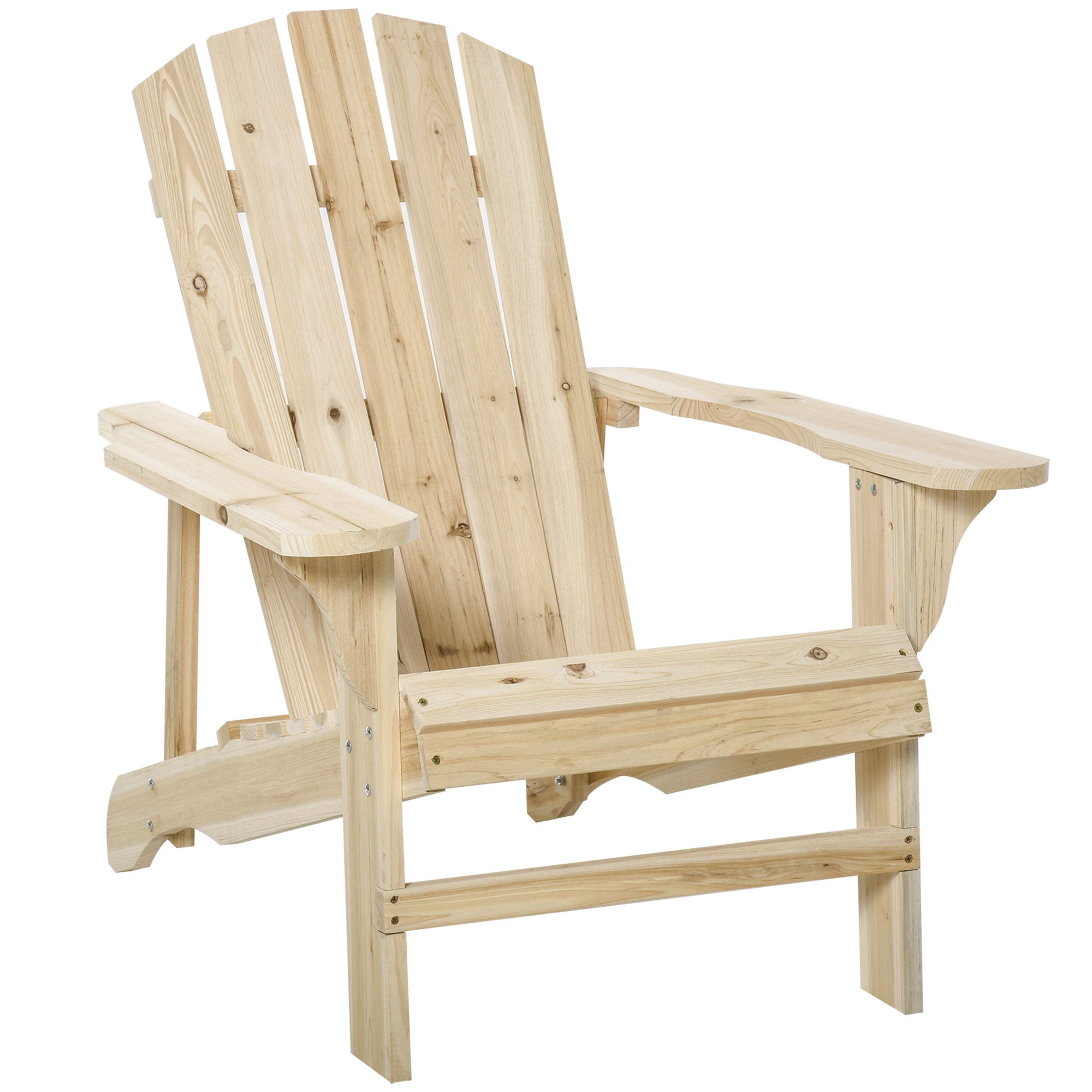 Adirondack Wood Chair Garden Chair with Extra Wide Seat 150 kg Load for Patio Terrace Balcony 78x89x88 cm Natural