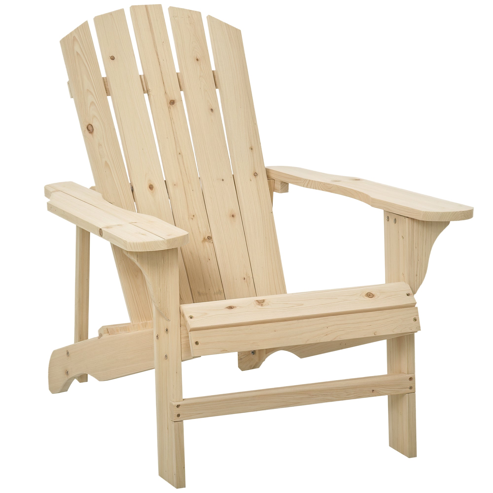 Adirondack Wood Chair Garden Chair with Extra Wide Seat 150 kg Load for Patio Terrace Balcony 78x89x88 cm Natural