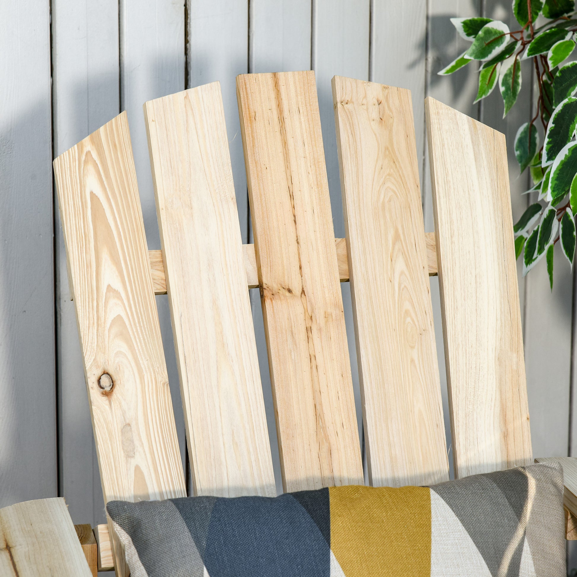 Adirondack Wood Chair Garden Chair with Extra Wide Seat 150 kg Load for Patio Terrace Balcony 78x89x88 cm Natural