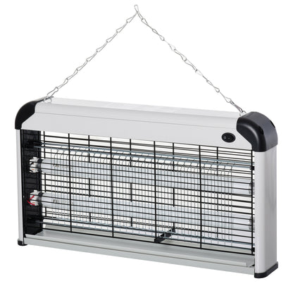Electric Mosquito Lamp 30W Fly Killer Indoor Electric with UV Light Effect 60 sqm for Garden Terrace Patio 48.5x8.5x26.5 cm Silver