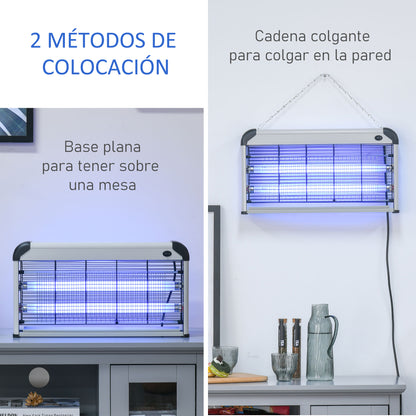 Electric Mosquito Lamp 30W Fly Killer Indoor Electric with UV Light Effect 60 sqm for Garden Terrace Patio 48.5x8.5x26.5 cm Silver