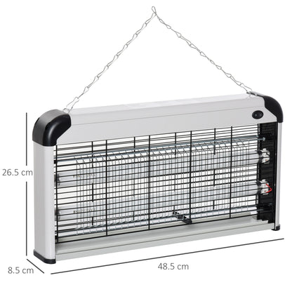 Electric Mosquito Lamp 30W Fly Killer Indoor Electric with UV Light Effect 60 sqm for Garden Terrace Patio 48.5x8.5x26.5 cm Silver