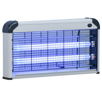Electric Mosquito Lamp 30W Fly Killer Indoor Electric with UV Light Effect 60 sqm for Garden Terrace Patio 48.5x8.5x26.5 cm Silver