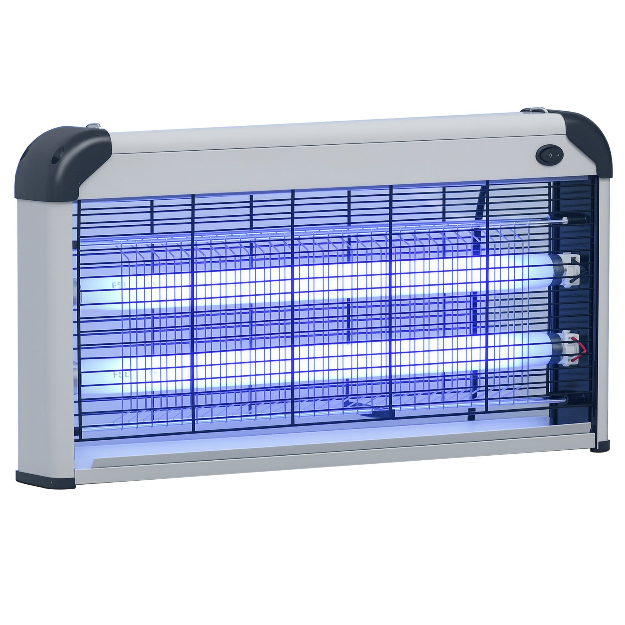 Electric Mosquito Lamp 30W Fly Killer Indoor Electric with UV Light Effect 60 sqm for Garden Terrace Patio 48.5x8.5x26.5 cm Silver