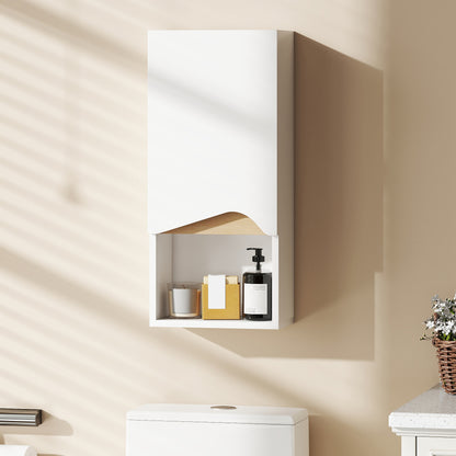 Wall-Mounted Bathroom Cabinet with Soft-Close Door, Adjustable Shelf & Open Compartment, 30x17x67 cm (White)
