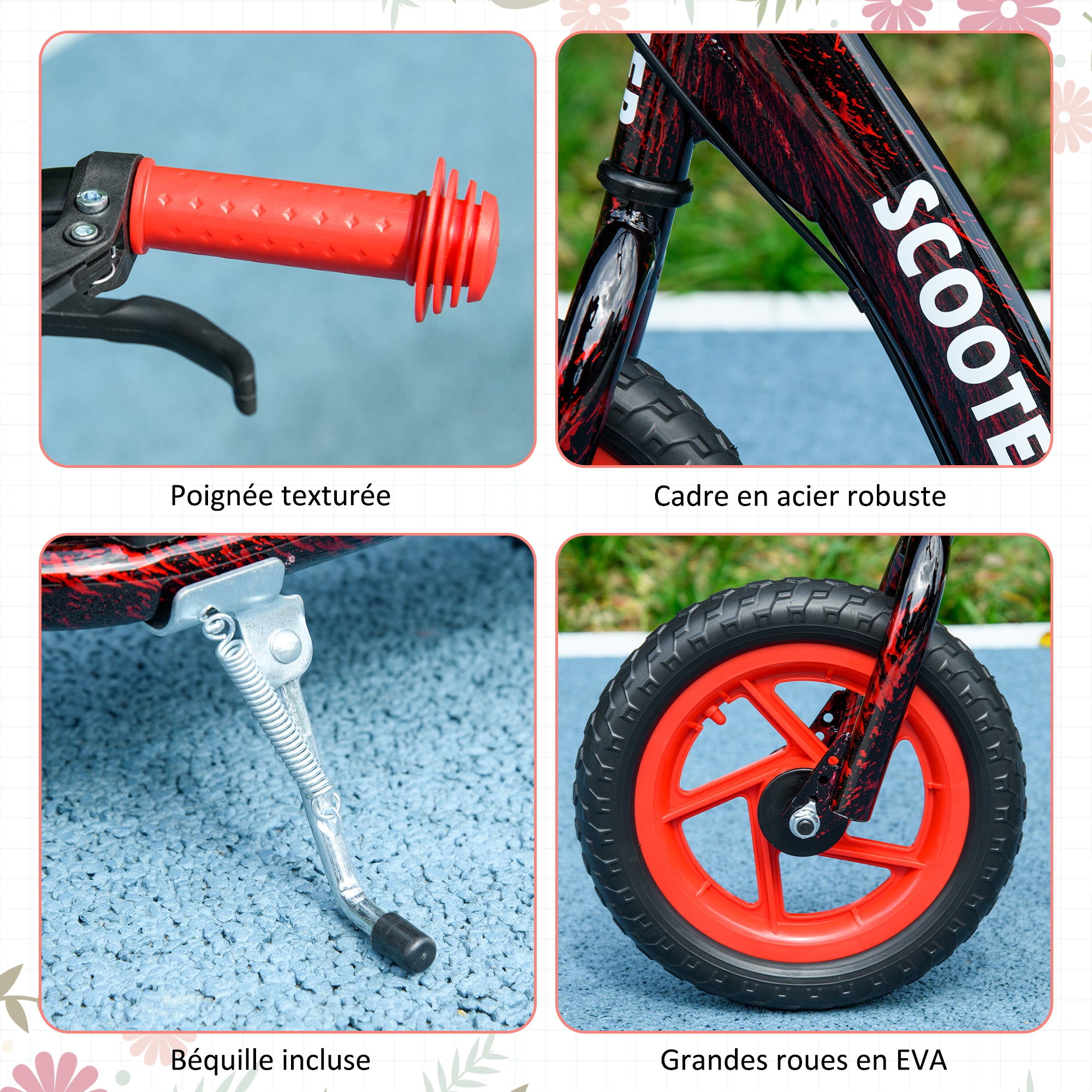 Kids Scooter Scooter Child Large Wheels from 6 to 12 years Adjustable Height Red Rear Brake Kickstand