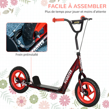 Kids Scooter Scooter Child Large Wheels from 6 to 12 years Adjustable Height Red Rear Brake Kickstand