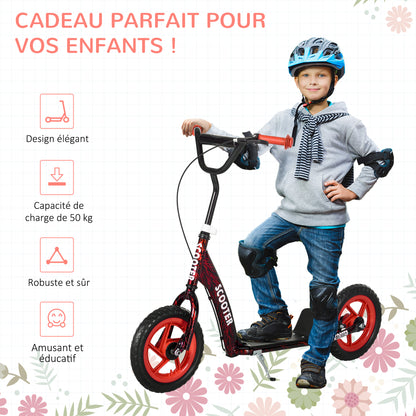 Kids Scooter Scooter Child Large Wheels from 6 to 12 years Adjustable Height Red Rear Brake Kickstand