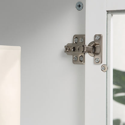 High Bathroom Cabinet Column Furniture with 1 Glass Door Adjustable Shelves and 2 Drawers Multi-Purpose for Living Room Kitchen 17x13.8x63 inches White