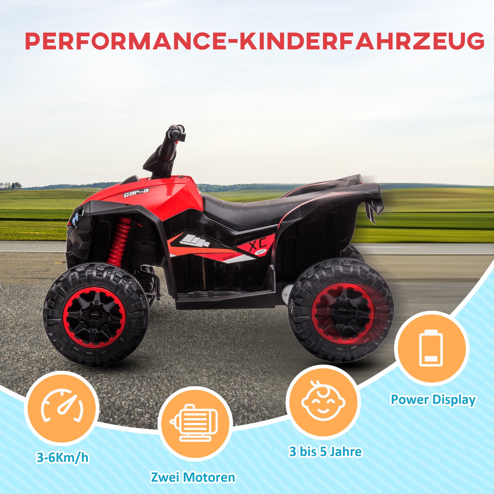 Kids Quad Electric 12V Kids Quad with Forward, Reverse Function, Music, USB Connection, Horn, LED Headlights 3-6km/h Electric Quad for Kids 3-5 Years Red