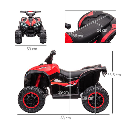 Kids Quad Electric 12V Kids Quad with Forward, Reverse Function, Music, USB Connection, Horn, LED Headlights 3-6km/h Electric Quad for Kids 3-5 Years Red