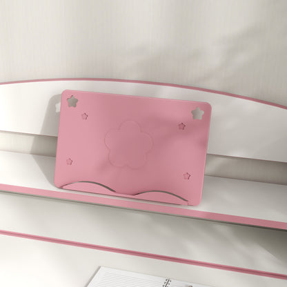 ZONEKIZ Children's Desk with Chair, Adjustable School Desk Set with Drawer and Tiltable Top, Age 6-12 Years, Pink