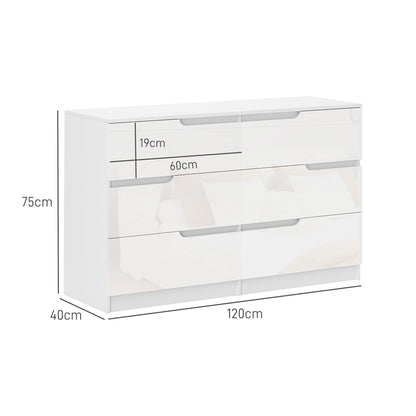 Dresser with 6 Drawers Modern Bedroom Dresser with Anti-Tip Chest of Drawers for Living Room Hallway 120x40x75 cm White