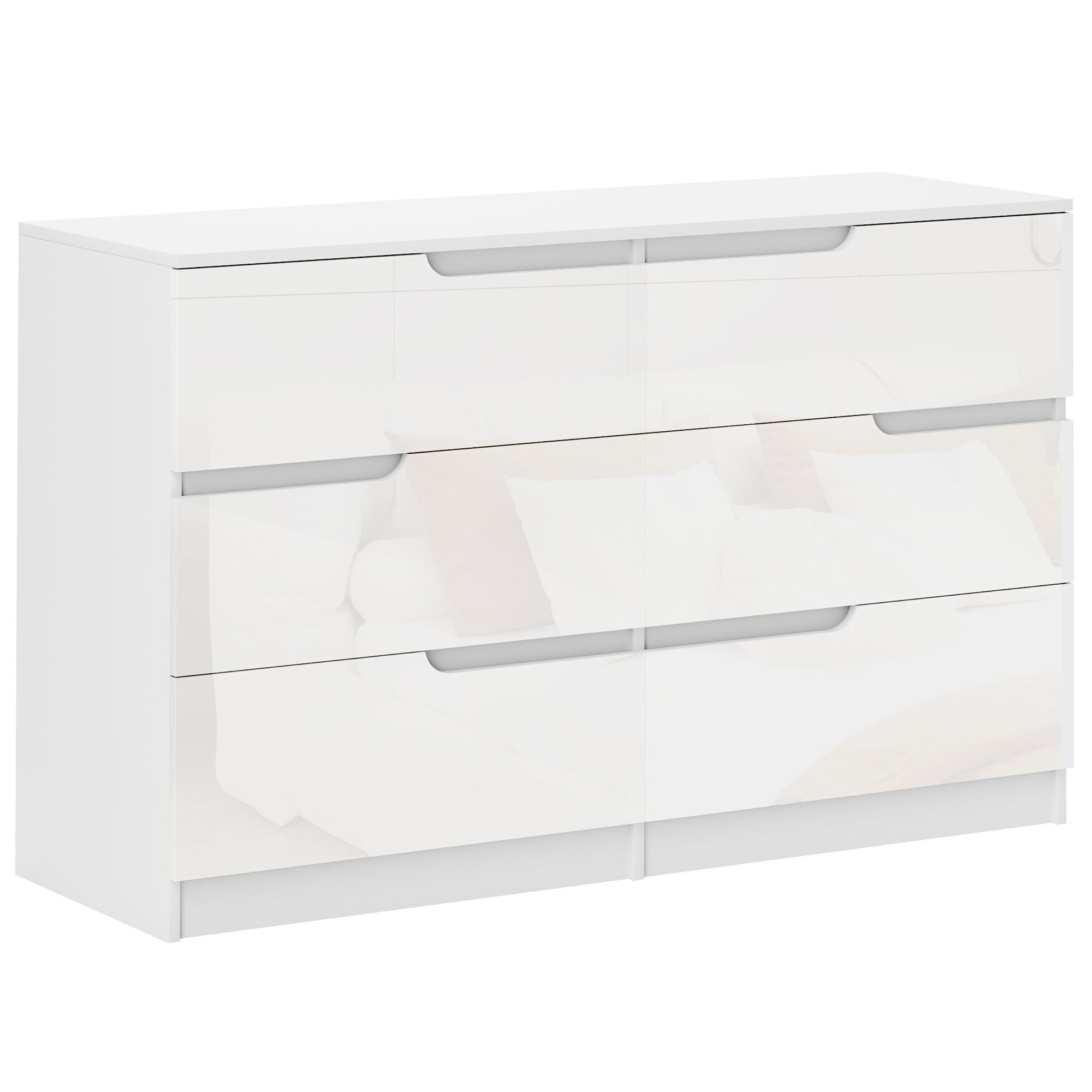 Dresser with 6 Drawers Modern Bedroom Dresser with Anti-Tip Chest of Drawers for Living Room Hallway 120x40x75 cm White