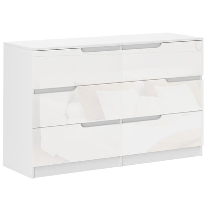 Dresser with 6 Drawers Modern Bedroom Dresser with Anti-Tip Chest of Drawers for Living Room Hallway 120x40x75 cm White