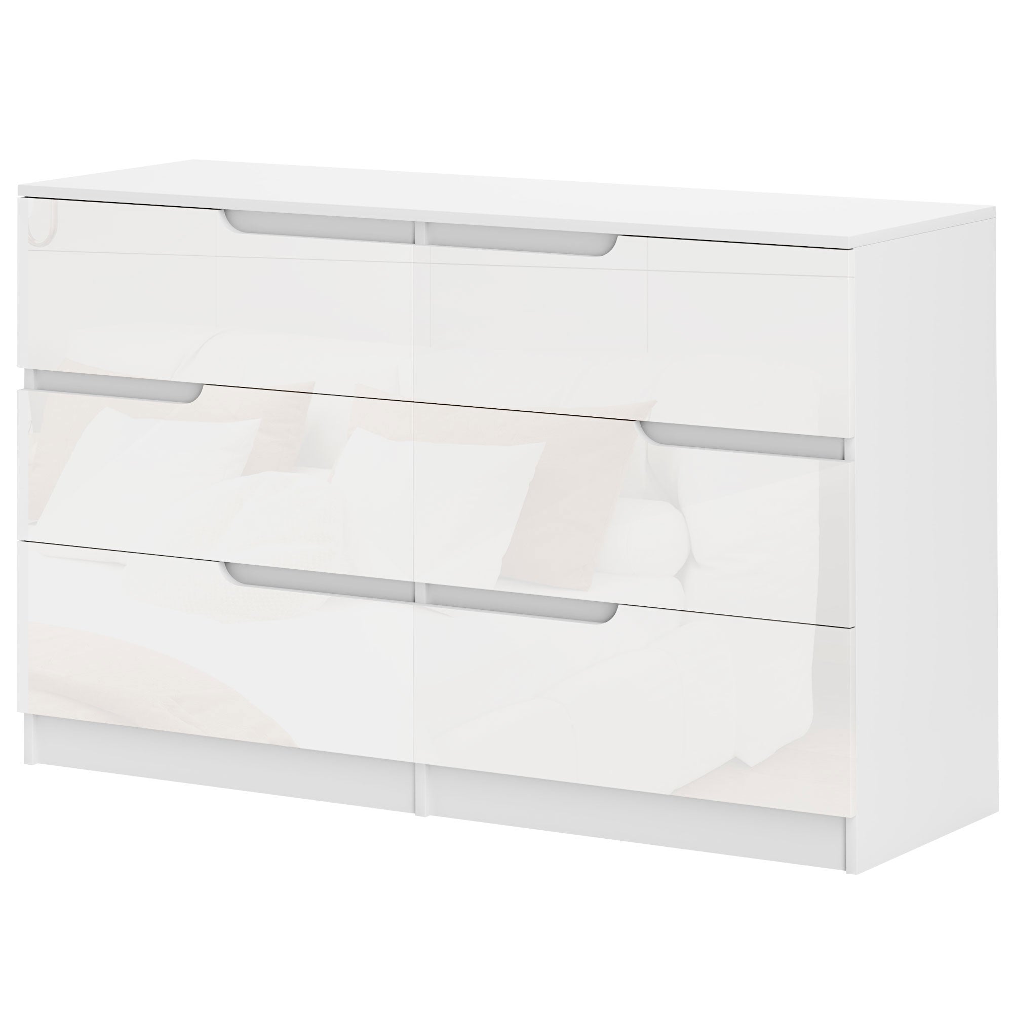 Dresser with 6 Drawers Modern Bedroom Dresser with Anti-Tip Chest of Drawers for Living Room Hallway 120x40x75 cm White