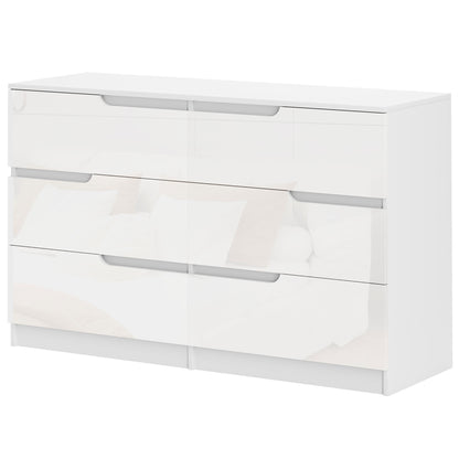 Dresser with 6 Drawers Modern Bedroom Dresser with Anti-Tip Chest of Drawers for Living Room Hallway 120x40x75 cm White