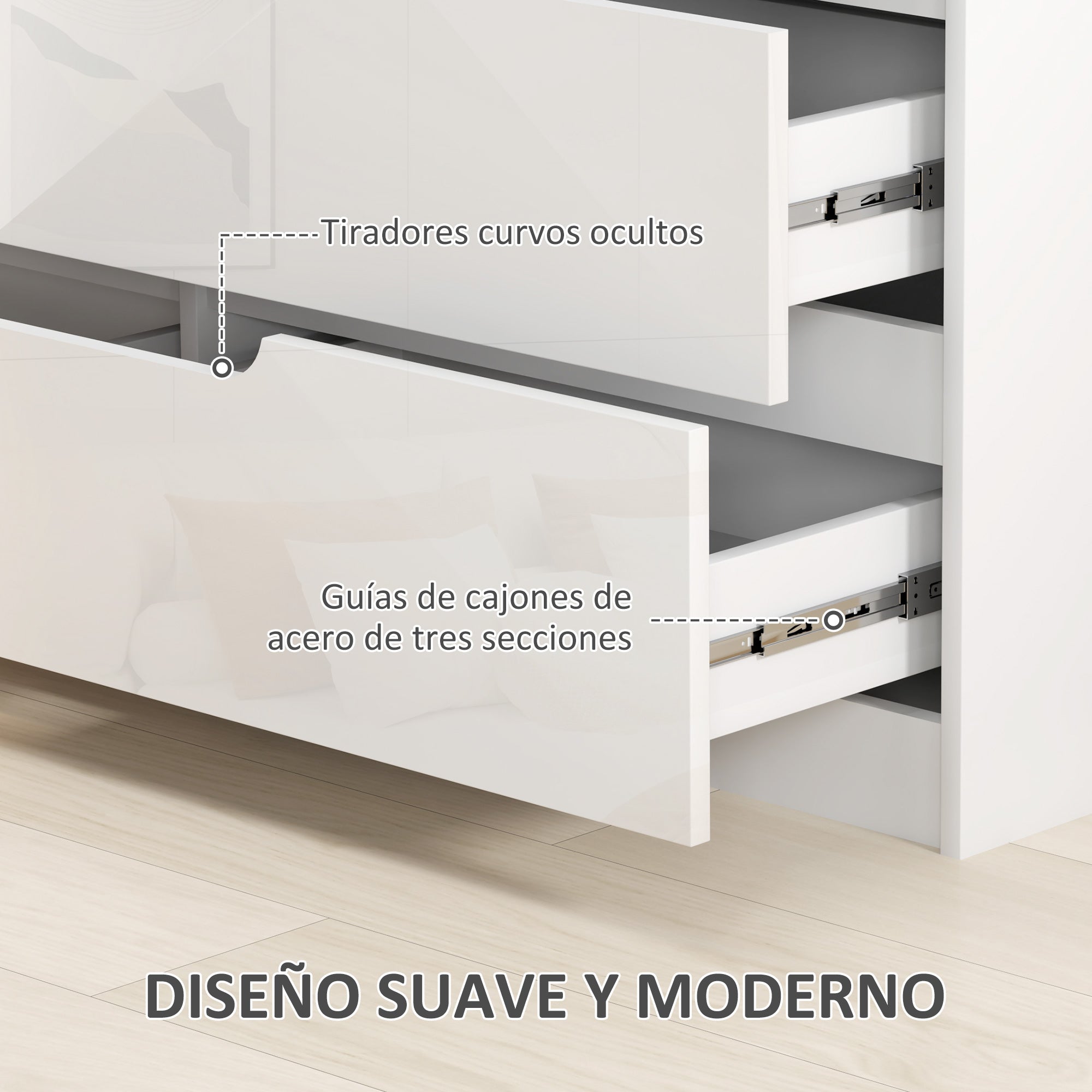 Dresser with 6 Drawers Modern Bedroom Dresser with Anti-Tip Chest of Drawers for Living Room Hallway 120x40x75 cm White
