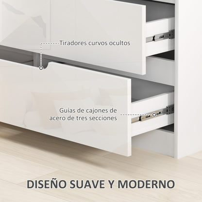 Dresser with 6 Drawers Modern Bedroom Dresser with Anti-Tip Chest of Drawers for Living Room Hallway 120x40x75 cm White