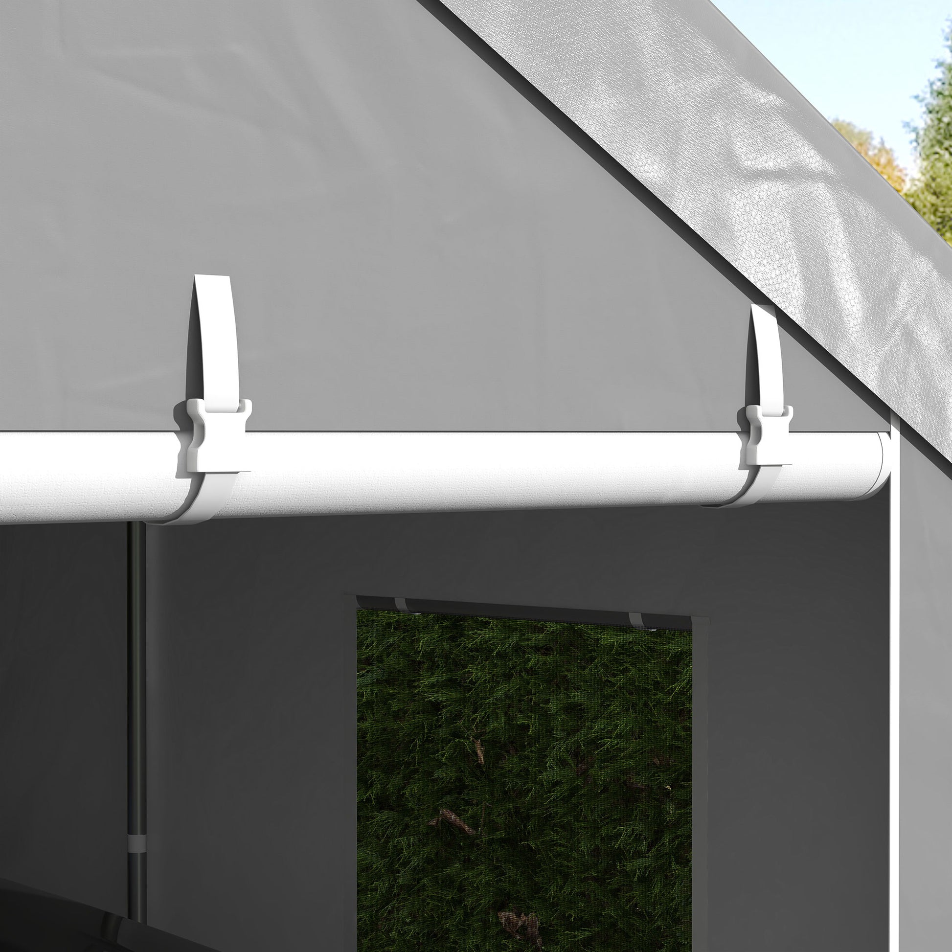 Carport Garage Tent 6L x 2.95W x 2.78H m Sturdy Galvanized Steel High-Density PE 160 g/m² Waterproof Anti-UV, 2 Roll-up Doors and 6 Windows