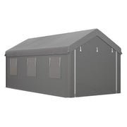 Carport Garage Tent 6L x 2.95W x 2.78H m Sturdy Galvanized Steel High-Density PE 160 g/m² Waterproof Anti-UV, 2 Roll-up Doors and 6 Windows