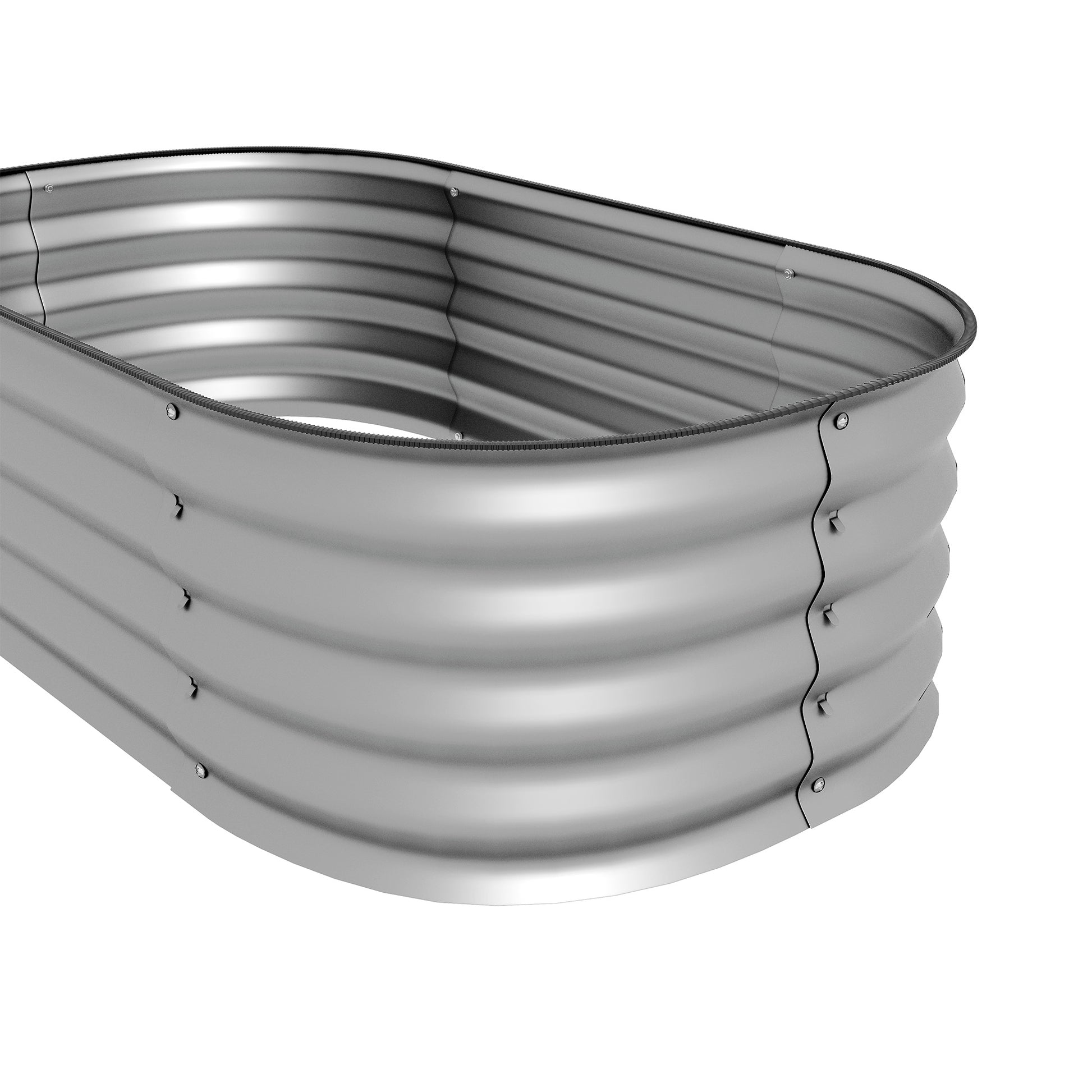 Metal Raised Bed, Plant Box, Vegetable Bed, DIY Flower Box with Open Bottom, Herb Bed for Garden, Balcony, Silver 105 x 62 x 30 cm