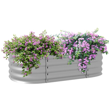 Metal Raised Bed, Plant Box, Vegetable Bed, DIY Flower Box with Open Bottom, Herb Bed for Garden, Balcony, Silver 105 x 62 x 30 cm