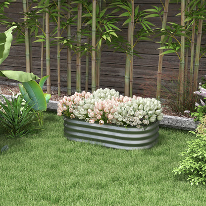 Metal Raised Bed, Plant Box, Vegetable Bed, DIY Flower Box with Open Bottom, Herb Bed for Garden, Balcony, Silver 105 x 62 x 30 cm