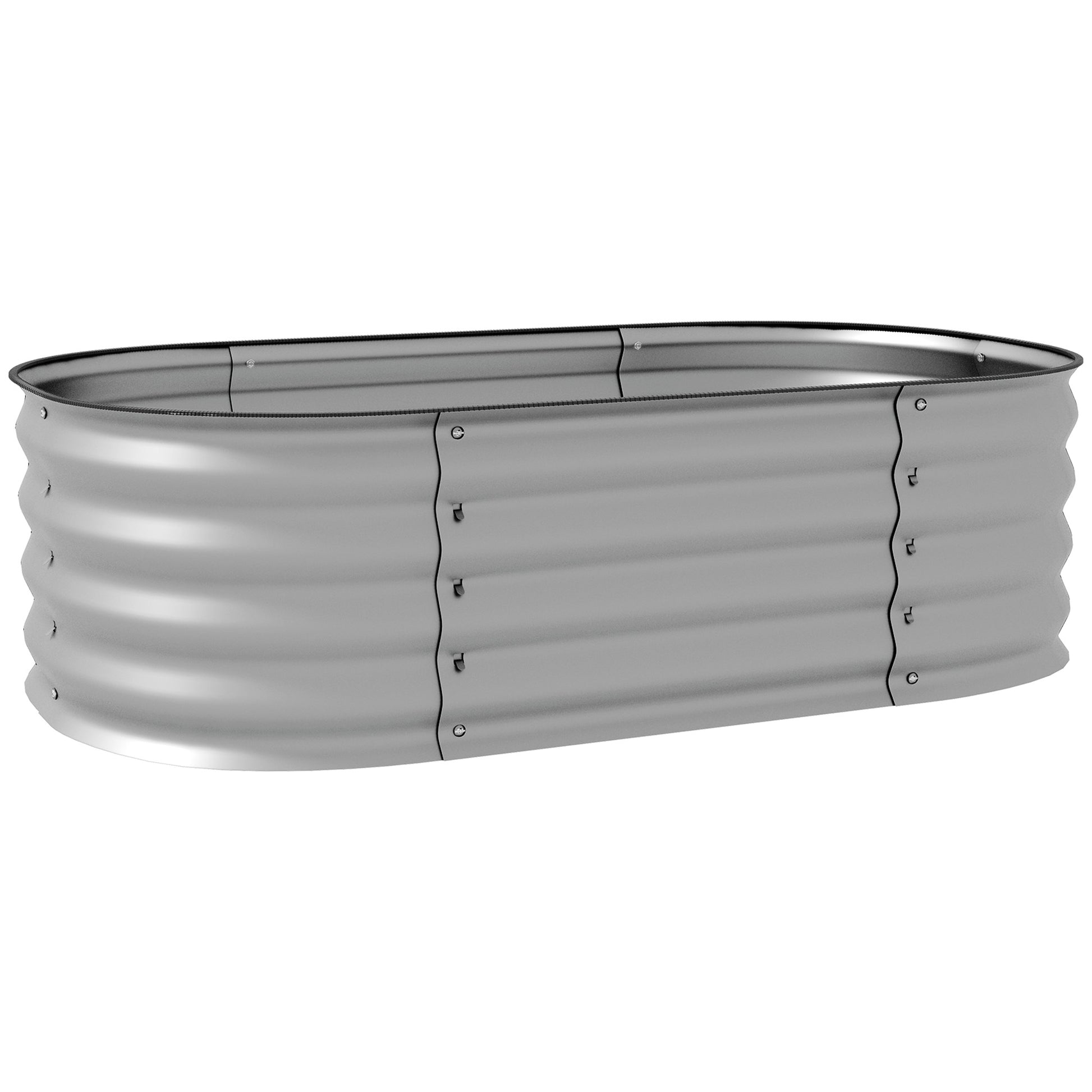 Metal Raised Bed, Plant Box, Vegetable Bed, DIY Flower Box with Open Bottom, Herb Bed for Garden, Balcony, Silver 105 x 62 x 30 cm