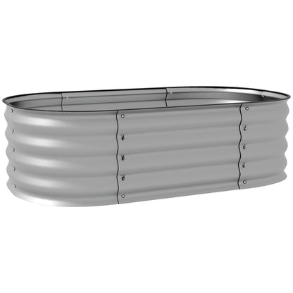 Metal Raised Bed, Plant Box, Vegetable Bed, DIY Flower Box with Open Bottom, Herb Bed for Garden, Balcony, Silver 105 x 62 x 30 cm