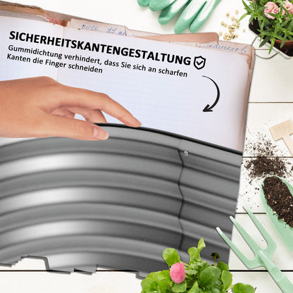 Metal Raised Bed, Plant Box, Vegetable Bed, DIY Flower Box with Open Bottom, Herb Bed for Garden, Balcony, Silver 105 x 62 x 30 cm