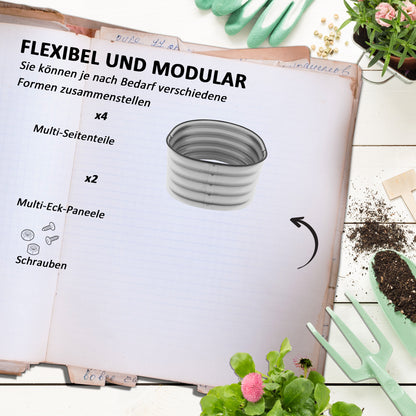 Metal Raised Bed, Plant Box, Vegetable Bed, DIY Flower Box with Open Bottom, Herb Bed for Garden, Balcony, Silver 105 x 62 x 30 cm