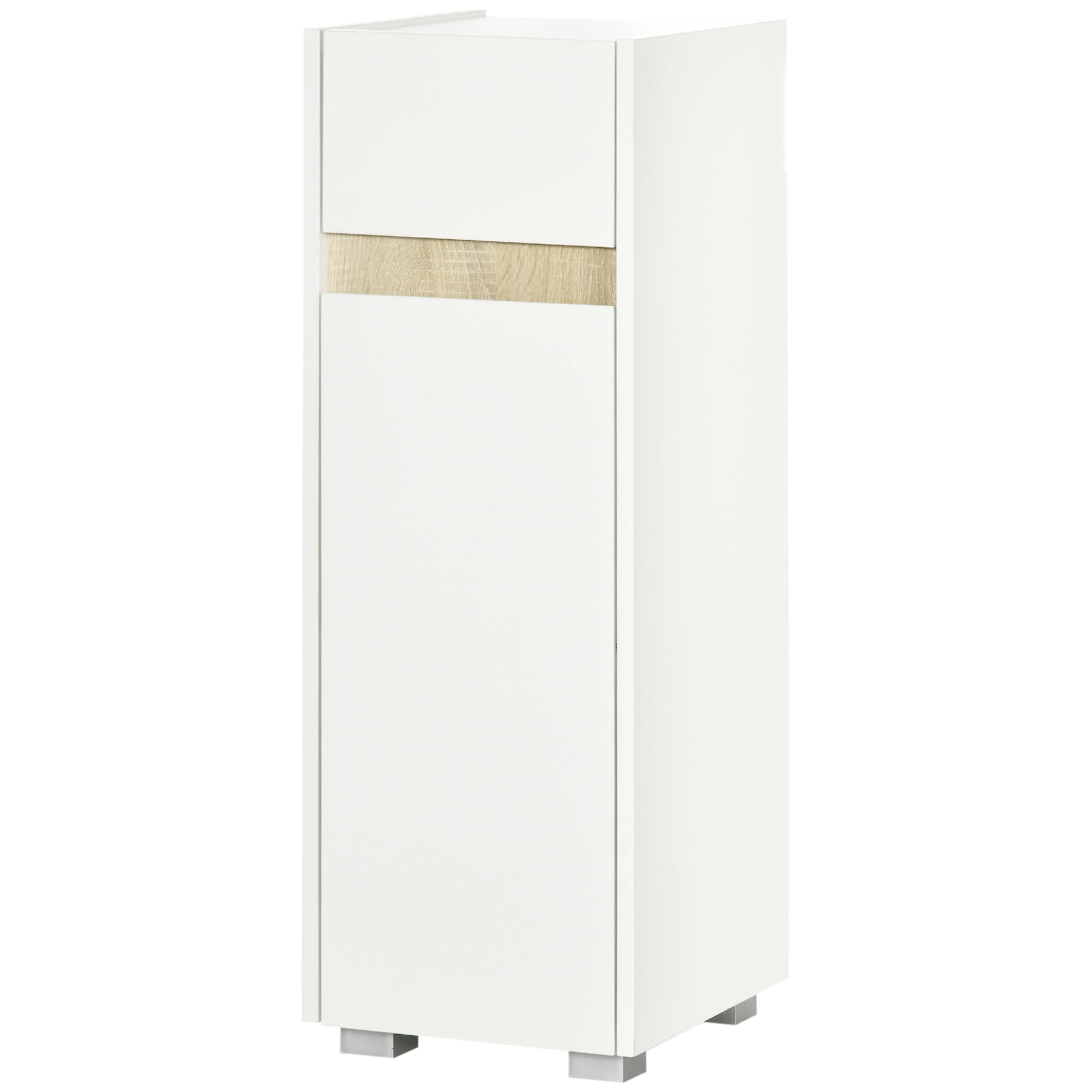 Bathroom Cabinet with Drawer and Cabinet with Adjustable Shelf, Multi-Purpose Wooden Bathroom Cabinet, 30x33x88cm, White