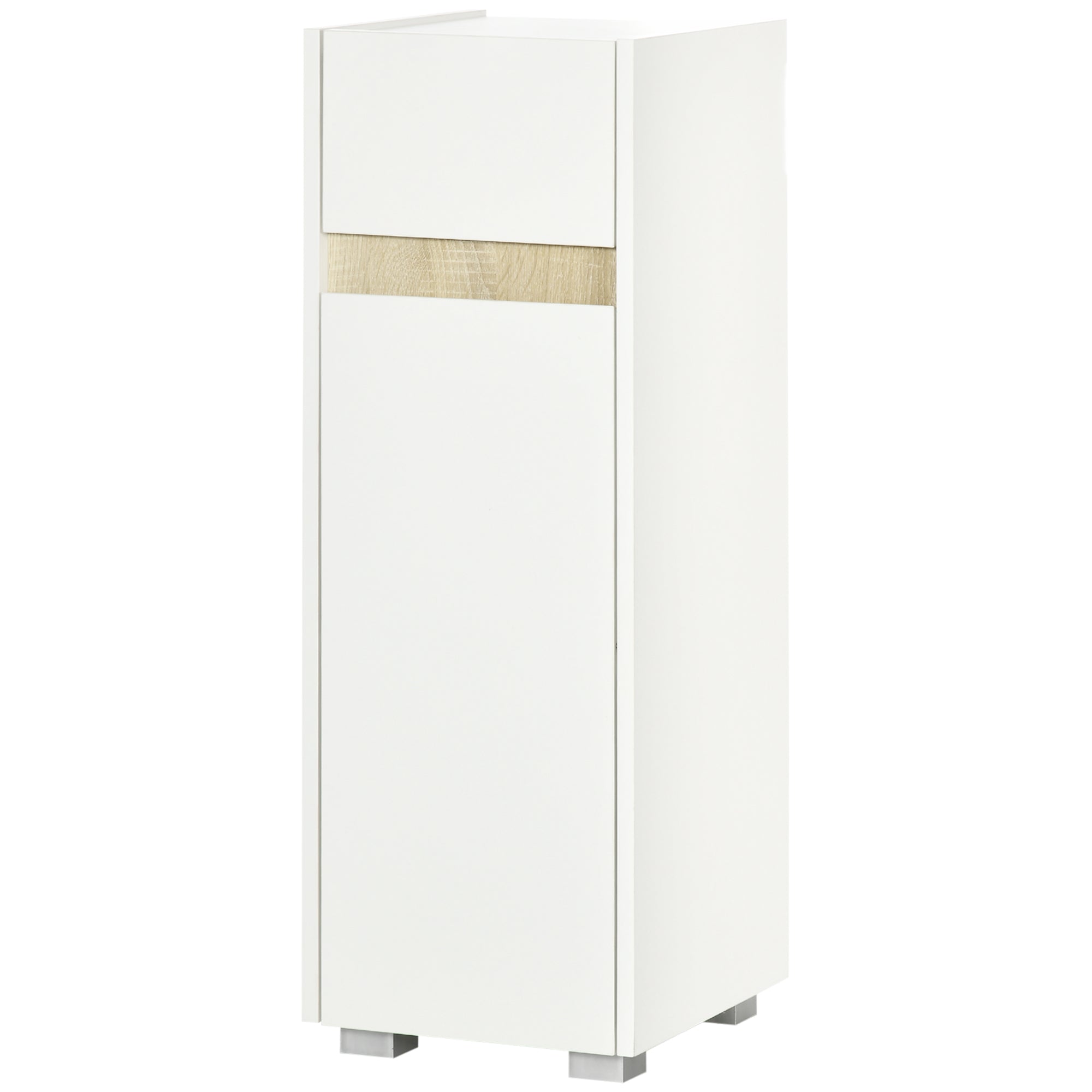 Bathroom Cabinet with Drawer and Cabinet with Adjustable Shelf, Multi-Purpose Wooden Bathroom Cabinet, 30x33x88cm, White