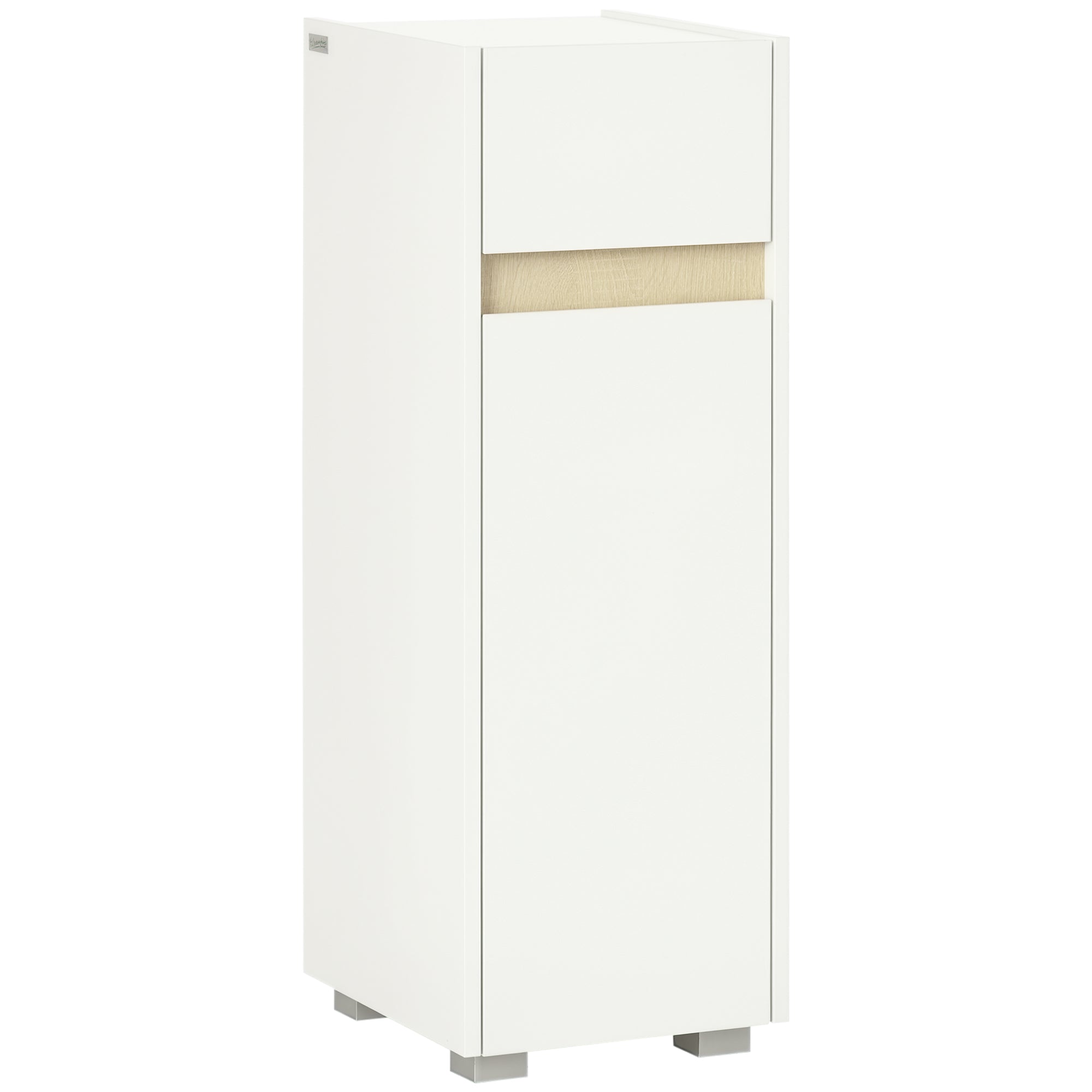 Bathroom Cabinet with Drawer and Cabinet with Adjustable Shelf, Multi-Purpose Wooden Bathroom Cabinet, 30x33x88cm, White
